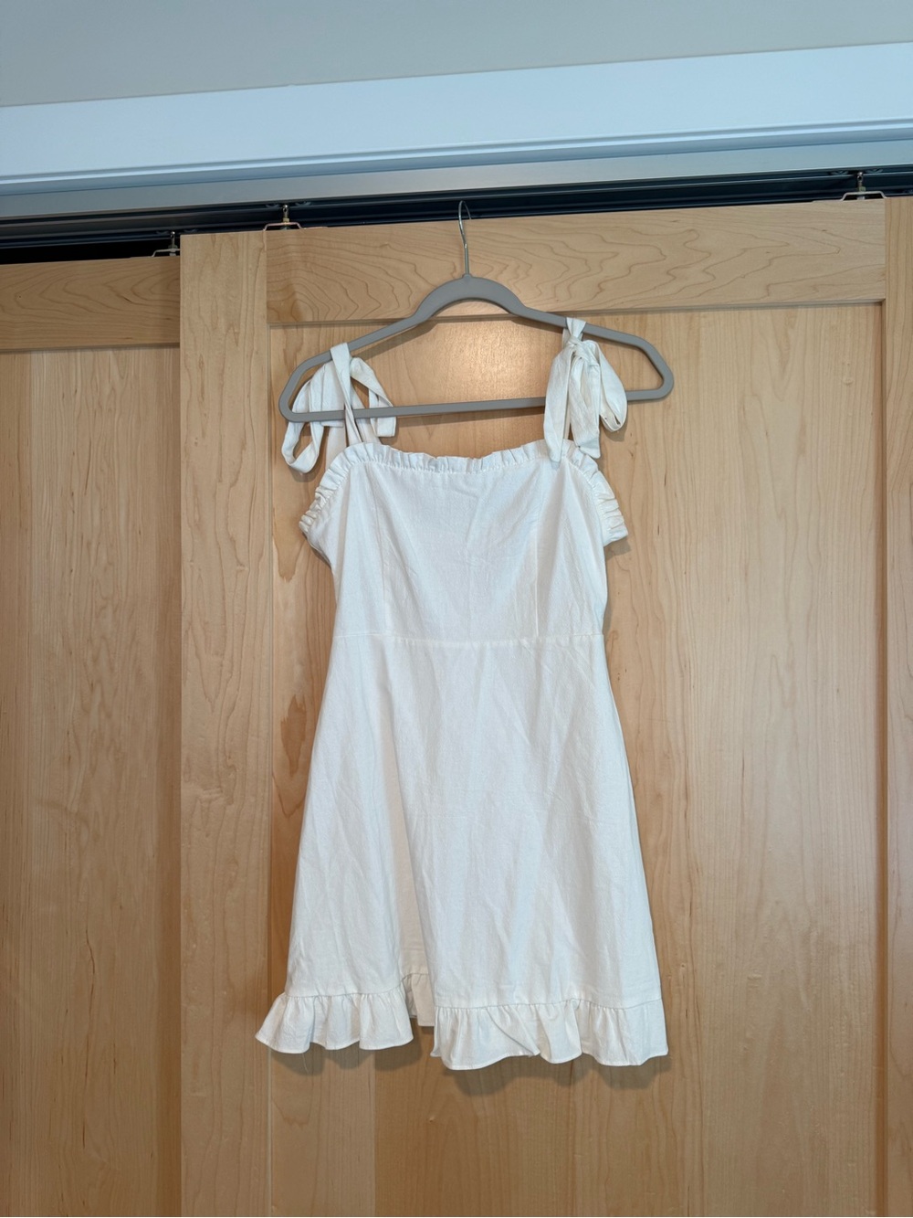 White Ruffled Tie-Shoulder Sundress